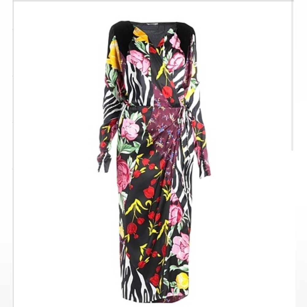 ATTICO VICTORIA floral SATIN AND VELVET DRESS - Picture 4 of 16